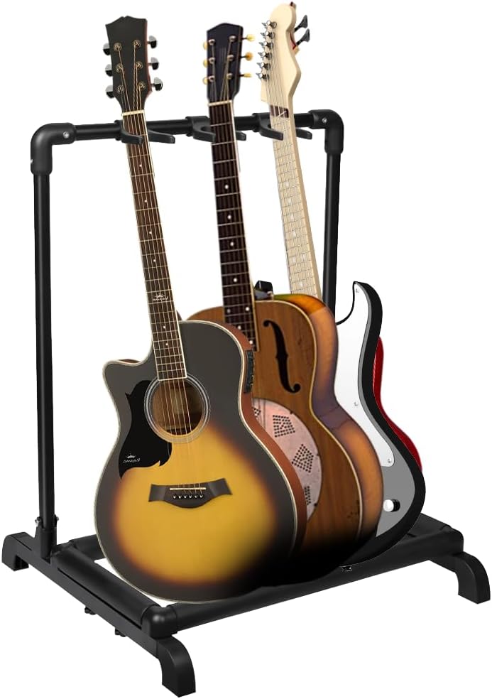 Azor 3 Multi Guitar Stand Rack with Folding Design 3 Holder Guitar Rack for Acoustic Electric Guitar, Bass, Soft Cushioning Sponge Protects Your Instruments - Image 1
